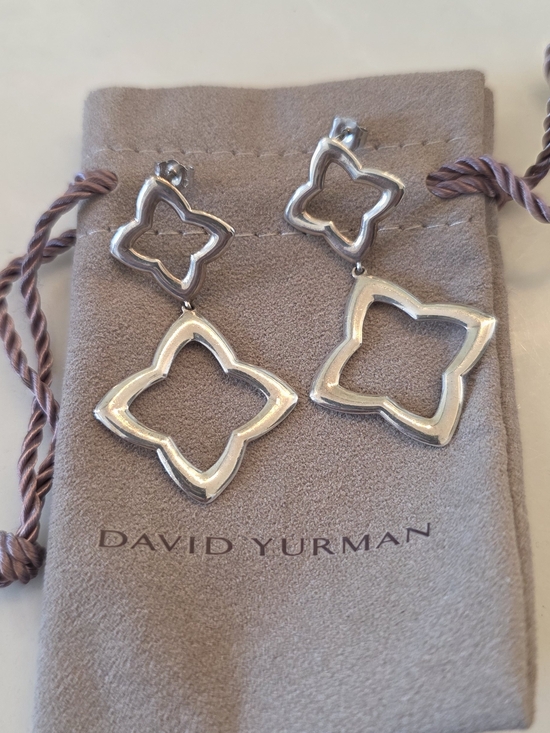 David Yurman Jewelry - David Yurman Sterling Silver Open Quatrefoil Drop Earrings - Silver
